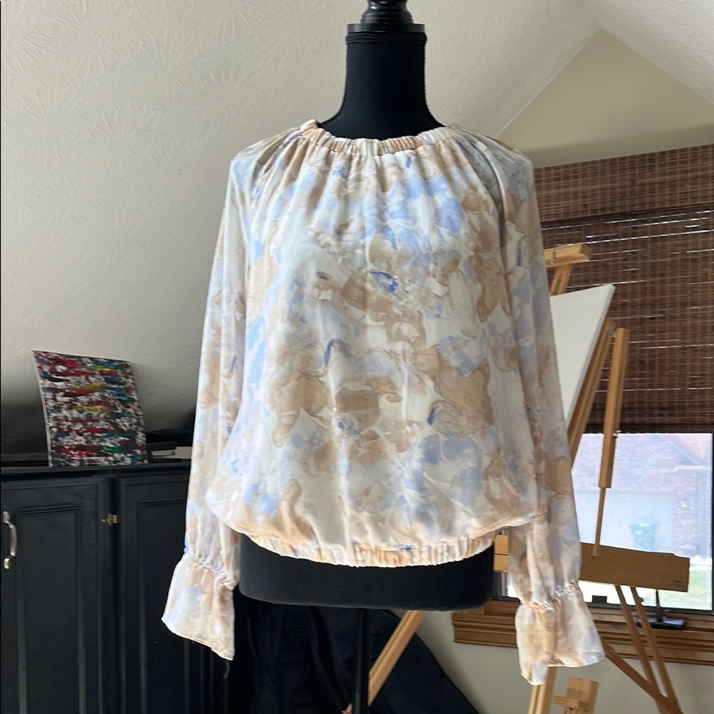 Nine West Women's Blouse in Cream and Blue